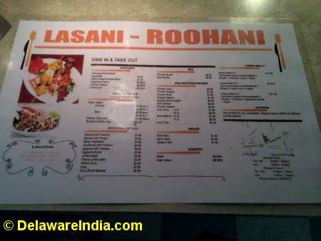 Lasani Halal Menu © DelawareIndia.com