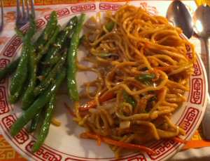 Szechuan Restaurant Sauted Beans, Veg Lo Mein